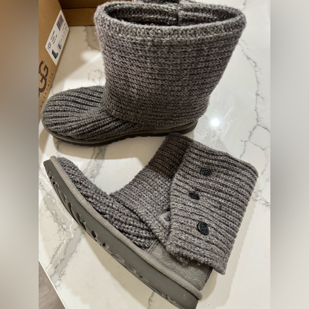UGG Charcoal Knit Boots with Buttons